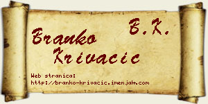 Branko Krivačić vizit kartica
